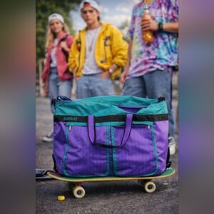 Vintage 90s Dionite Purple & Teal Duffel Gym Bag Collectible